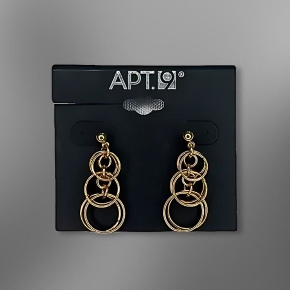 APT.9 Earrings Multi-Ring Dangling Design Lightweight Comfortable Gold W OS NWT